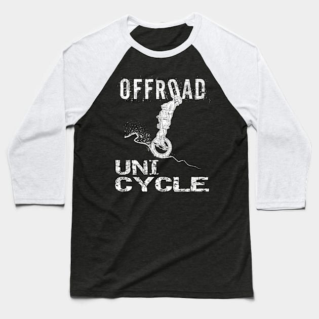 Crazy Offroad Unicycle Mountain Bike Downhill Hero Baseball T-Shirt by FancyTeeDesigns